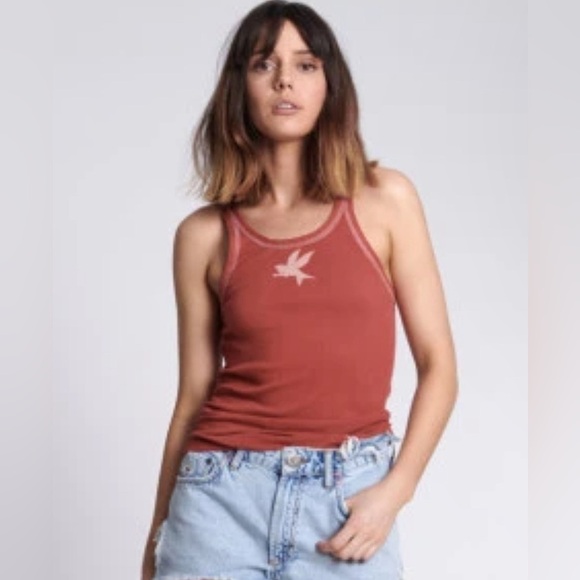 One Teaspoon Tops - NWT One Teaspoon Bossa Red Bower Bird Singlet